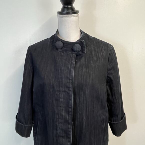 Talbots Denim Jean Jacket Women's Size M Stretch Trapeze Casual Career Boho - Picture 2 of 9